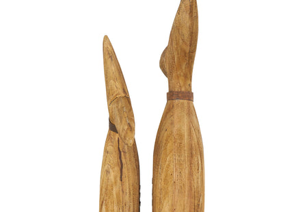 Deco 79 Wood Whale Handmade Decorative Sculpture Tail Home Decor Statues with Metal Band Accents, Set of 2 Accent Figurines 17", 13"H, Brown