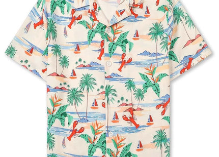 SANGTREE Mens Hawaiian Shirt Button Down Shirts,Beige Lobster,Small