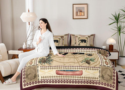 Erosebridal Bear 7 Piece Comforter Set Queen Rustic Cabin Decor Bedding