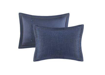 Woolrich Rustic Lodge Cabin Comforter Set - All Season Down Alternative Warm Bedding Layer and Matching Shams, Oversized Full, Perry, Denim Blue