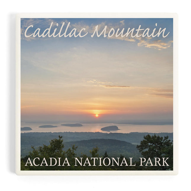 Lantern Press Acadia National Park, Maine, Cadillac Mountain (Absorbent Ceramic Coaster, Single, Cork Back, Kitchen Table Decor)