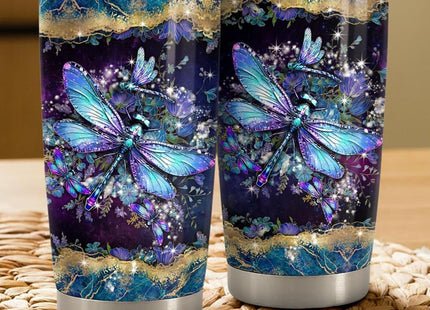 SANDJEST Dragonfly Tumbler 20oz Stainless Steel Insulated Coffee Travel Mug Cup Dragonfly Gifts for Women Girls on Birthday Christmas Mothers Day