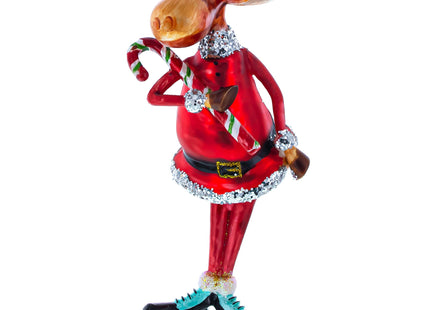 Chubby Moose Glass Christmas Ornament