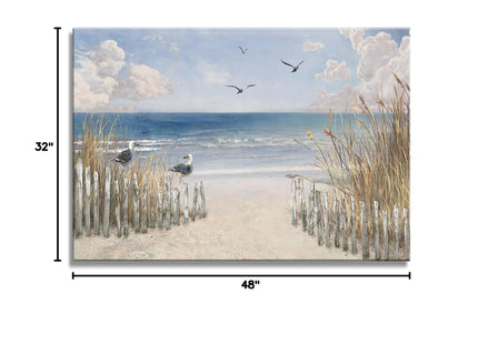 XXMWallArt FC3781 Sandy Beach Wall Art Canvas Print Wall Art Seascape Blue Print Home Decor Abstract Coastal Picture Modern Ocean Artwork for Living Room Bedroom Bathroom Office Decor