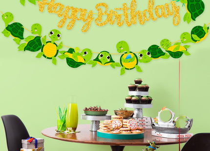Sea Turtle Birthday Party Banner Baby Turtle Birthday Party Decorations 2Pcs Turtle Cutout Banners Ocean Sea Turtle Party Decoration for Under The Sea Baby Shower Supplies