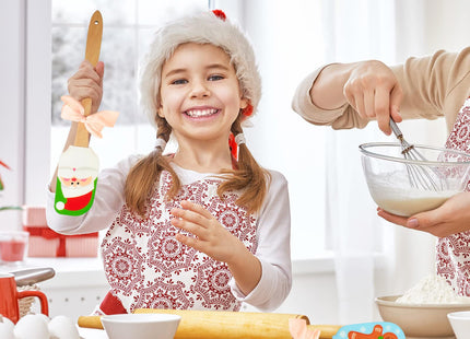 Silicone Spatula, Caliamary 3 Pieces Kitchen Silicone Spatula Set, Christmas Cake Decorating Spatula with Wooden Handle, Snowman Gingerbread Man and Santa Claus Pattern (Snowman)