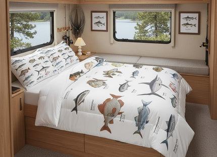 Erosebridal Bass Fish Twin Comforter Set for Boys Girls Farmhouse Fishing and Hunting Theme Bedding Set, Big Pike Fish Pattern Duvet Insert Fishing Lures Hook Quilt Bed Set Rustic Bedroom Decor