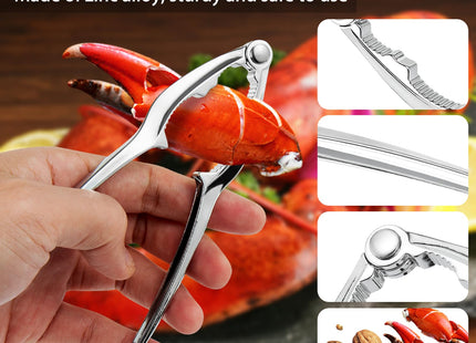 suoundey Seafood Cracker Tool Set With Lobster Sheller Stainless Steel Crab Crackers Crab Leg Fork Seafood Scissors And Storage Bag, Crab Leg Pick Utensils Set Crab Eating Tools (9Pcs)
