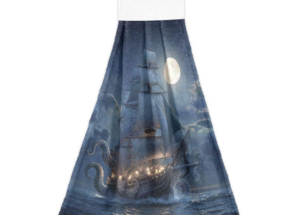 Ocean Sea Hanging Kitchen Towels Sailing Pirate Octopus Tentacles Bathroom Hand Tie Towel Fast Drying Dish Tea Towels for Bath Tabletop Gym Home Decor Set of 2