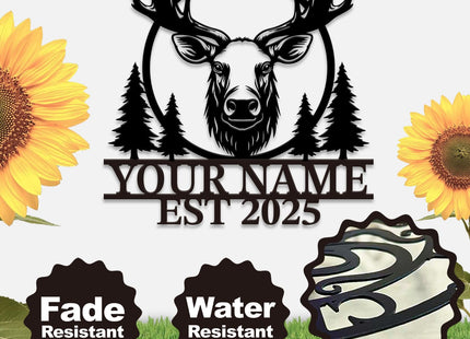 WindWink Personalized Customize Name Moose Wind Chime, Metal Iron 37 Inch Outdoor Memorial Gift for Garden Yard Patio Home Decor, Black (Style D)