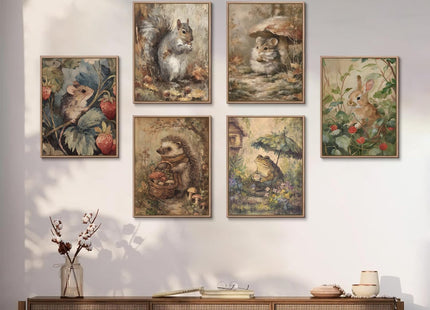 Woodland Animal Nursery Canvas Wall Art, 8x10inch Unframed