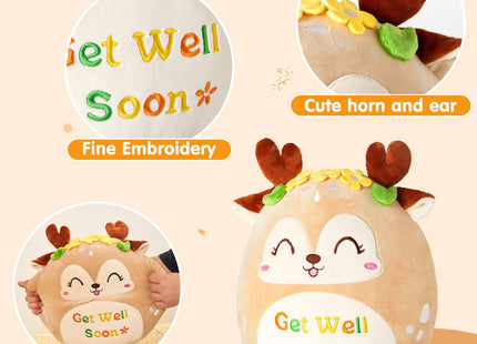 CozyWorld Get Well Soon Deer Plush Pillow Cuddlt Sika Deer Stuffed Animal