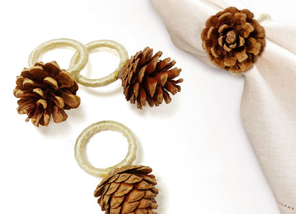 Christmas Napkin Rings, Napkin Rings Set of 4 with Christmas Pinecone Cloth Napkin Rings for Christmas Table Decoration, Wedding, Thanksgiving, Party, Dinner Table Decor (Christmas Pinecone)