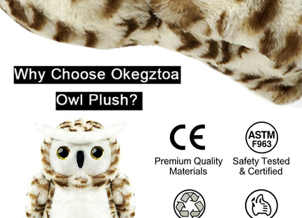 okegztoa Owl Stuffed Animal Toy 8" Ultra Soft Snowy Owl Plush Toy Fluffy and Cuddly Toy for Kids, Adults, Boys and Girls, for Birthday Christmas Halloween Easter Owl Gift