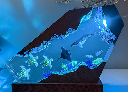 Humpback Whale Ocean Resin Lamp, Handmade Resin Night Light for Home Decor