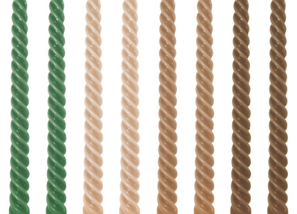 Whaline 8 Pcs 10 Inch Woodland Spiral Taper Candles Green Brown Dripless Twisted Wax Candles Long Unscented Candle Sticks for Home Forest Party Table Decor Supplies