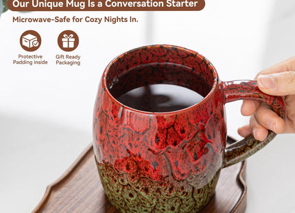 Holly Berry Ceramic Mug, 22oz Reactive Glaze Christmas Mug, Holiday Gift