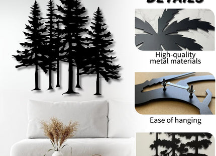 Mimiso Metal Pine Tree Wall Art,Pine Tree Decor,Wall Decorations for Living Room,Bedroom,Nature Forest Metal Decor (Black,19"×16")