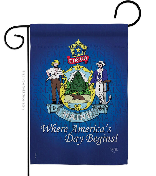 Breeze Decor G158133 Maine Americana States Impressions Decorative Vertical Garden Flag 13" x 18.5" Printed In USA Multi-Color