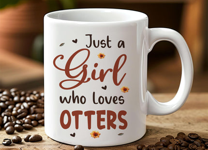 Hyturtle Personalized Cute Otter Coffee Mug - Gift For Otter Lover - Just A Girl Who Loves Otters - Otter Gift For Women - Animal Lover Gift - Birthday - Custom Coffee Cup Ceramic Mug 11oz - 15oz
