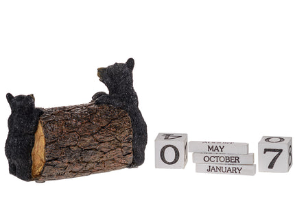 Pine Ridge Desk Calendar Blocks - Perpetual Calendar, Flip Month And Day Date Blocks, Rustic Calendars For Home, Office, Classroom And Decor (Black Bear)