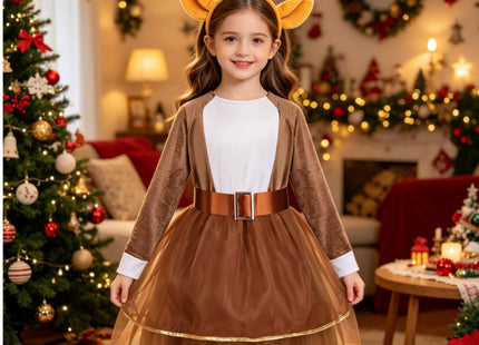 YOULSUN Kids Animal Costume with Dress Belt and Headband Deer Costume for Halloween Cosplay Gifts (Deer,S/4-6Y)