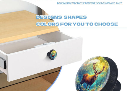 Cabinet Knobs Crystal,Deer in a Sunlit Enchanted Forest Mushroom Drawer Hardware Cabinet Pulls for Home Decor,Dressers,Kitchens Bathroom with Screw 1 Pack