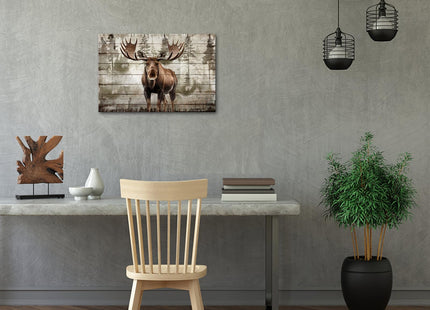 iKNOW FOTO Moose Canvas Wall Art 16x24 Modern Rustic Wildlife Print
