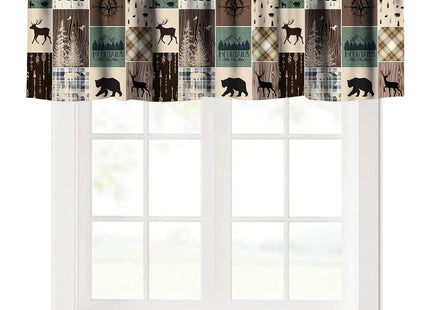 Llylumty Farmhouse Bear Deer Kitchen Valance,Animals Room Darkening Blackout Window Curtains,Rustic Country Vintage Retro Cabin Lodge Huntting Window Treatment 54x18 Inch