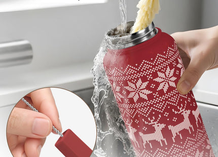 Stainless Steel Water Bottle 32 Ounces with Lid & Straw, Sport Insulated Bottles for Girls Women (Xmas Reindeer Pattern)