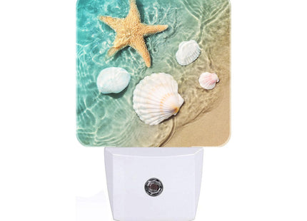 FSHVQKD Starfish and Seashell On Beach Night Light,Plug Into Wall Decor for Stairway,Hallway,Kitchen,Dusk to Dawn Sensor Nightlights for Boys/Girls/Women/Men Room Gifts