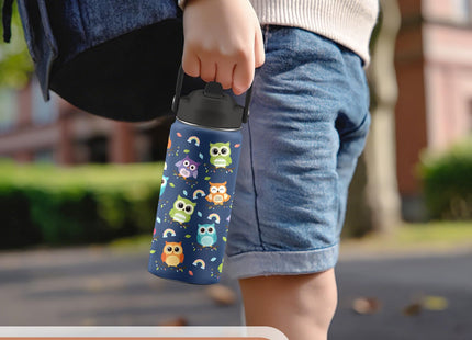 FAIVHSO Owl Gifts, 16 oz Water Bottle with Straw Lid, Owl Water Bottle