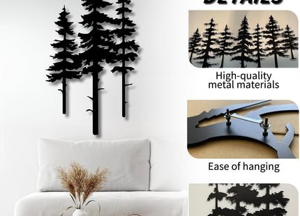 rumloch Metal Pine Tree Wall Art, Pine Tree Decor, Nature Forest Metal Decor, Tree Wall Art, Wall Decorations for Living Room, Bed Room, Dning Room, Nature Lover Gift (Black,18"×10")