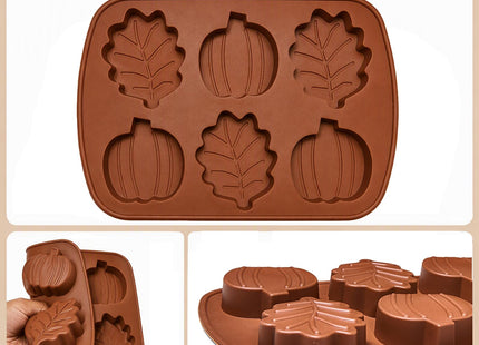 Pumpkin Silicone Molds, 2PCS Fall Jumbo Maple Leaf Pumpkin Ice Cube Trays