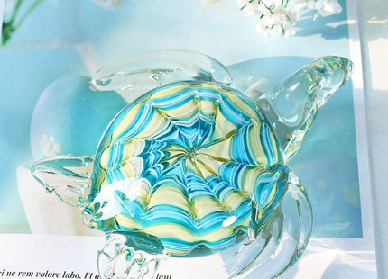QFkris 6" Blown Glass Sea Turtle Figurine