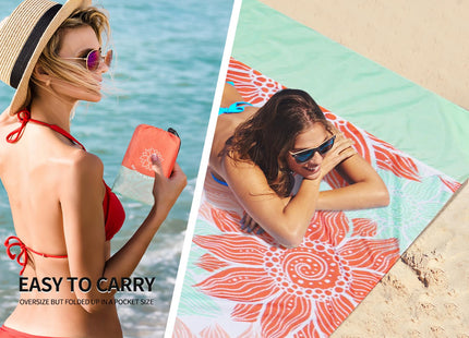 HIHOHO Waterproof Sandproof Beach Blanket Mat for 1-8 Adults, Quick Drying