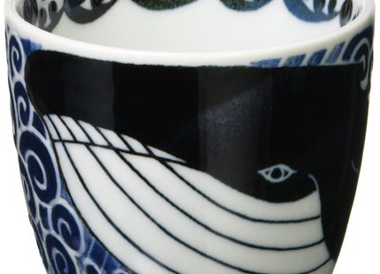 Minorutouki mino ware White Wave Whale Small Cups Set of 2, φ3.35×H2.64in 6.29oz Made in Japan