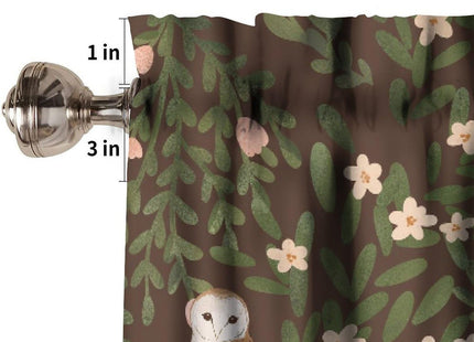 JanJCurt Woodland Animal Valance, Rustic Forest Fox Owl Bird Green Plants Leaves Blackout Short Window Treatment for Kitchen Kids Bedroom Bathroom Livingroom, 54x18inch