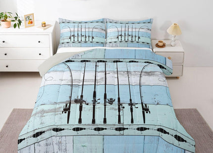 Erosebridal Fish Bedding Sets - Comforter, Fishing Gift, Ice Gear Set, Retro Wood Gift for Fishermen