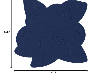 UPware Blueberry-Shaped Silicone Drink Coasters - Non-Slip, Anti-Stain, Heat-Resistant, Reusable Coasters for Drinks, Blue, 4.25 x 4.25 Inches, Set of 4