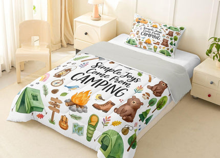 Erosebridal Forest Themed Camping Twin Bedding Set for Kids Girls Boys, RV Bunk Camper Outdoor Bed Comforter Set, Woodland Farmhouse Bear Quilt Sets, Travel Trailers Room Decor (1 Pillowcase)