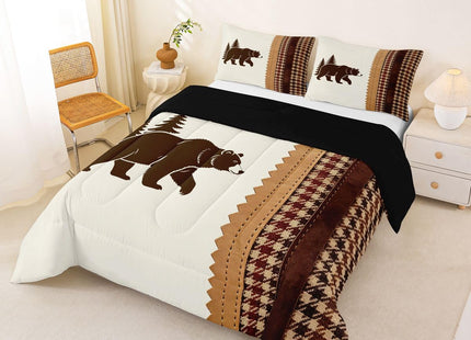 Feelyou Bear Comforter Rustic Cabin Country Comforter Set for Boys Girls