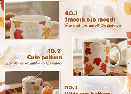 Sliner 2 Pcs 11 oz Fall Maple Leaf Ceramic Coffee Mugs