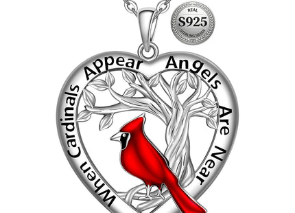 Cardinal Necklace Gifts for Women Mom Sterling Silver Red Cardinal Necklace