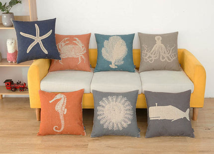 TRENDIN Octopus Pillow Cover 18x18 inch Grey Square Throw Pillowcase Home Chair Office Ocean Decor Linen Cushion Cover for Sofa Couch PL729TR