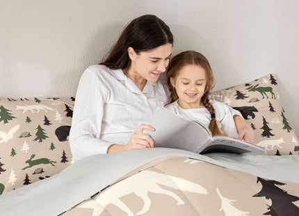 Feelyou Cabin Lodge Comforter Set Twin Size 3 Pcs for Kids Boys Girls