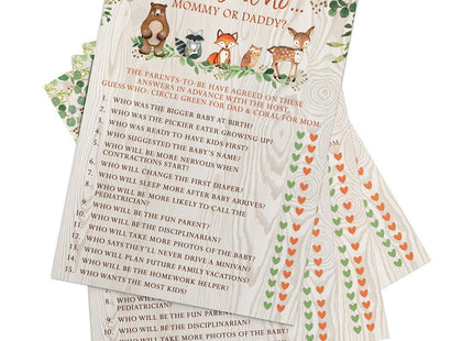 Woodland Baby Shower Game Set - 5 Activities for 50 Guests, Woodland Theme