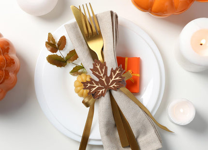 Roshtia 6 Pcs Wooden Fall Napkin Rings Thanksgiving, Maple Leaf