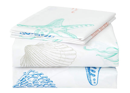 JSD Coastal Beach Theme Kids Twin Sheet Set 3 Piece Deep Pocket