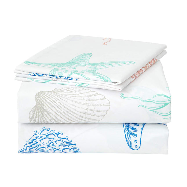 JSD Coastal Beach Theme Kids Twin Sheet Set 3 Piece Deep Pocket